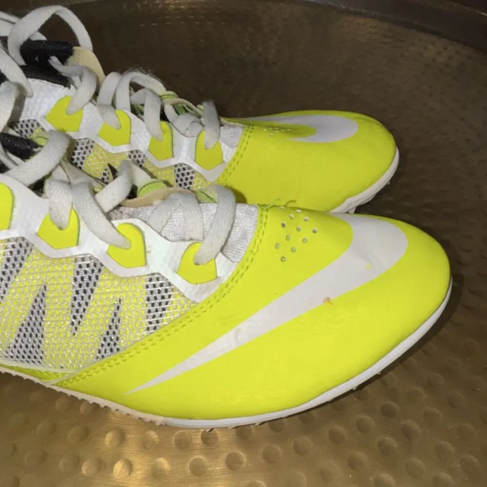 Nike Rival S Track Running Spikes Yellow White Athletic Shoes size 10